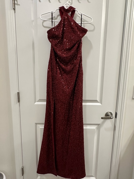 Club L London Burgundy Sequin Halter Gown Club L London Burgundy Sequin Halter Gown